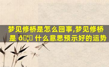 梦见修桥是怎么回事,梦见修桥是 🦄 什么意思预示好的运势